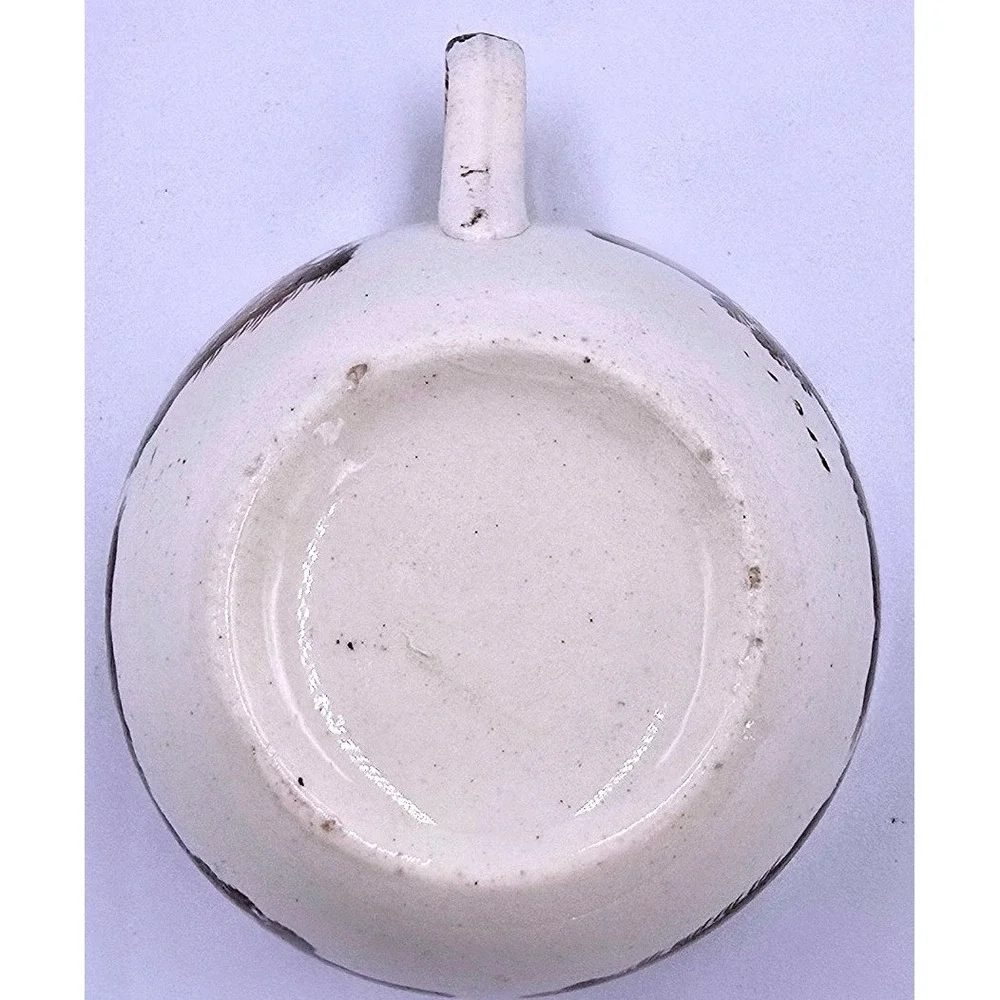 Antique Brown Transferware Tea Cup Chinoiserie Pagoda Landscape Scene White